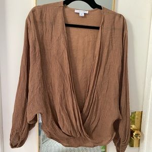 Brown v-necked blouse